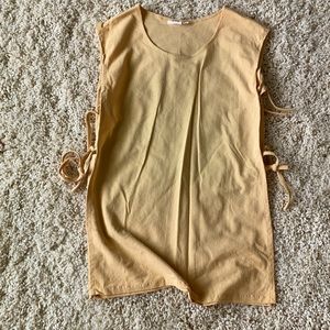 Vintage suede yellow side cut out tank